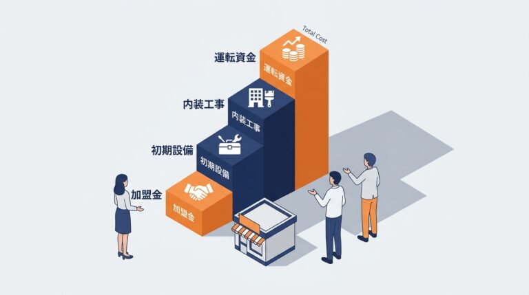 フランチャイズ加盟金の相場感と全体費用のイメージ