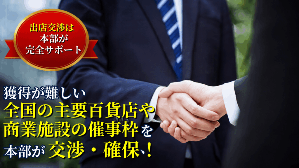 【出店交渉は本部が完全サポート】売れる「場所」と「時期」を確実に入手