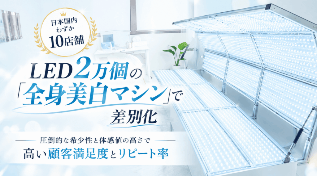 国内導入わずか10店舗の希少性！LED2万個の「全身美白マシン」で差別化